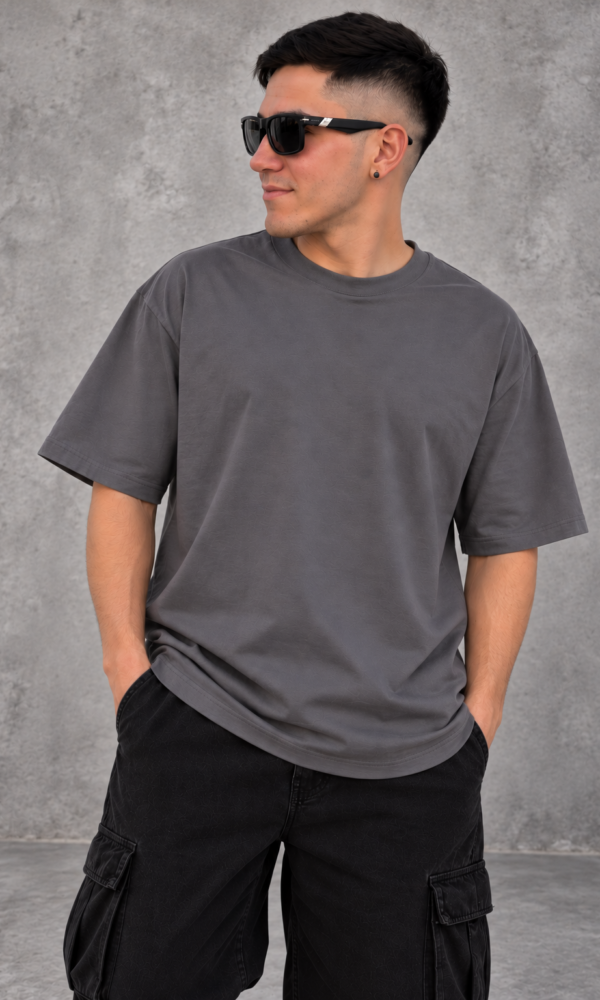 Remera basic oversize Gris topo