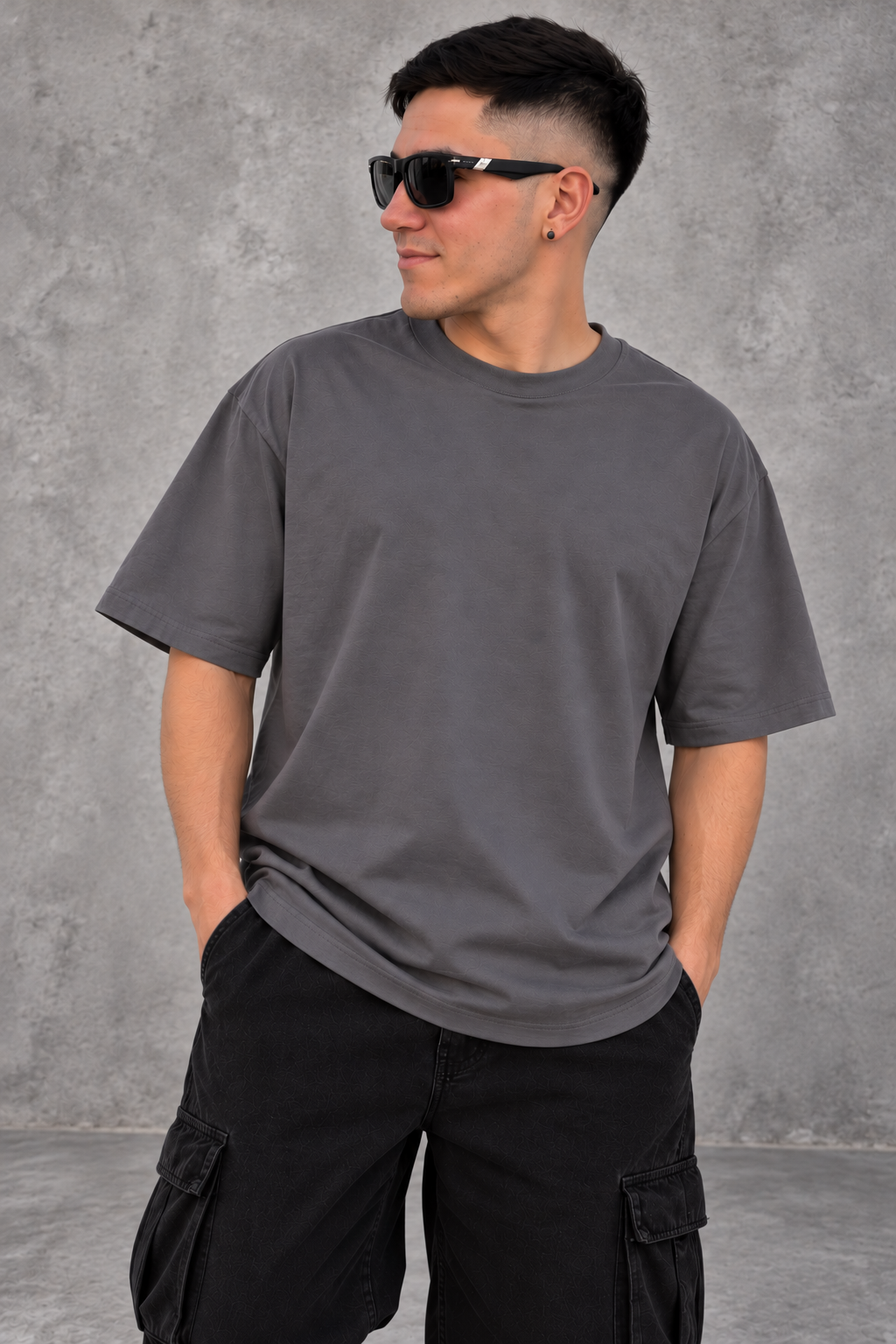 Remera basic oversize Gris topo