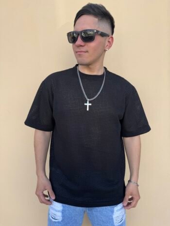 Remera crochet basica Negra - Imagen 2