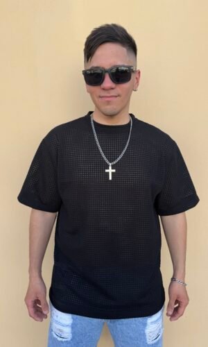 Remera crochet basica Negra
