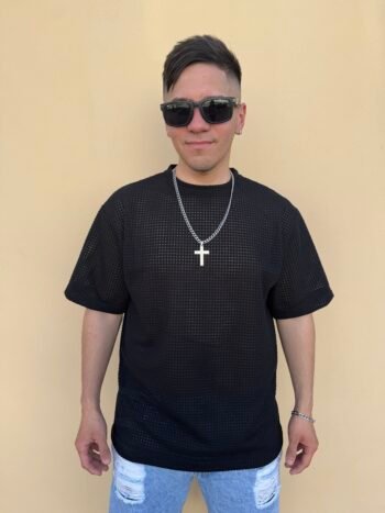 Remera crochet basica Negra