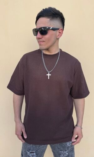 Remera crochet basica Chocolate