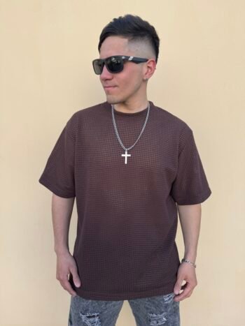 Remera crochet basica Chocolate