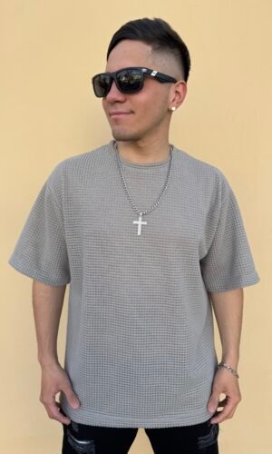 Remera crochet basica Gris