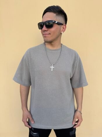 Remera crochet basica Gris
