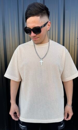 Remera crochet basica Crema