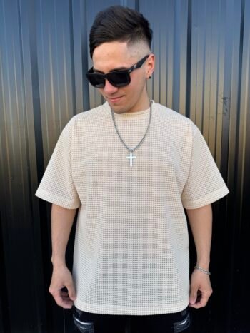Remera crochet basica Crema