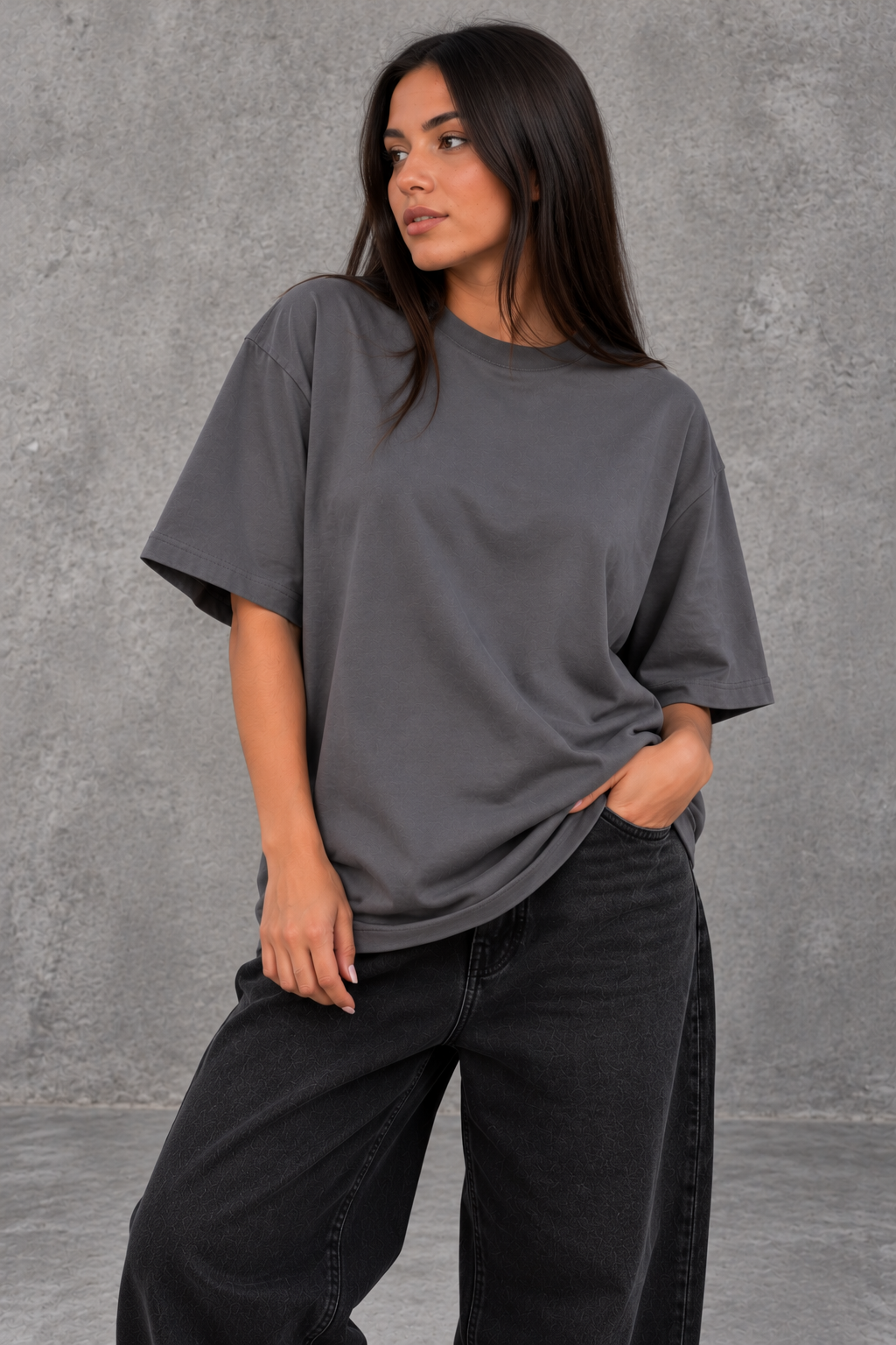 Remera basic oversize Gris topo - Imagen 2