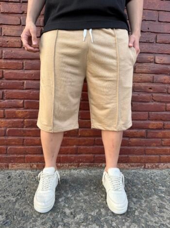 Bermuda oversize algodon rústico beige
