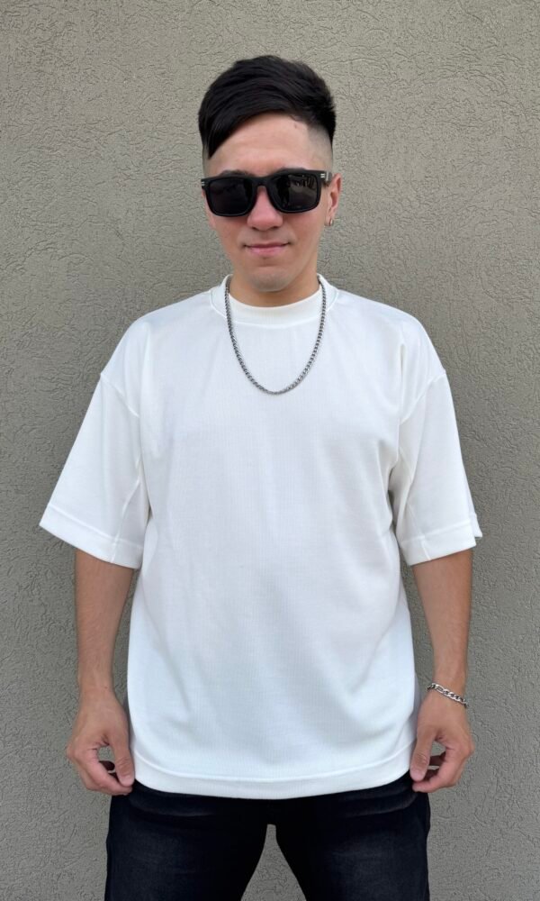 Remera oversize wafle blanca