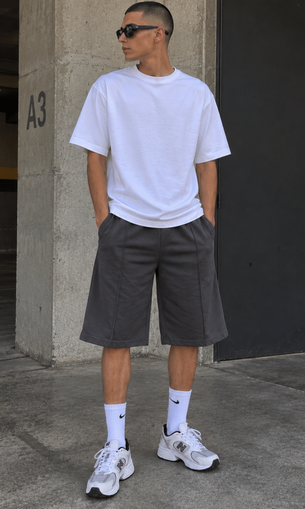 Bermuda baggy unisex gris topo