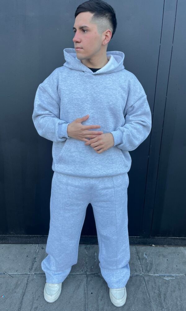 Conjunto frisado gris melange