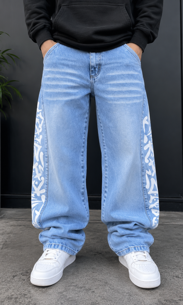 Jean baggy Japon celeste
