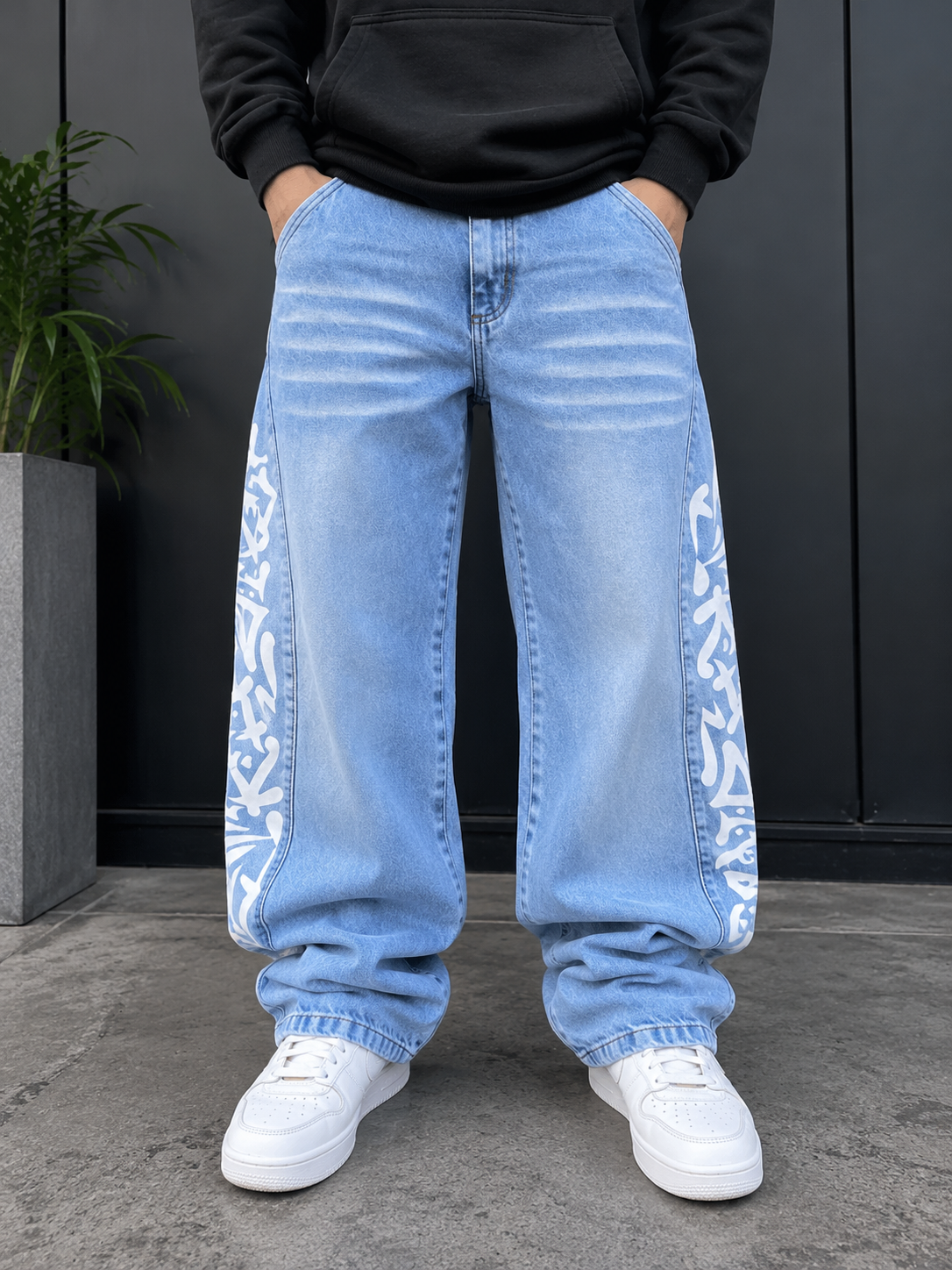Jean baggy Japon celeste