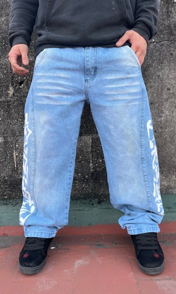 Jean baggy Japon celeste